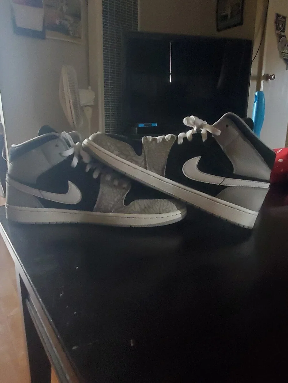 Air Jirdan Cements Mid-Top Sneakers in Black, White, Gray